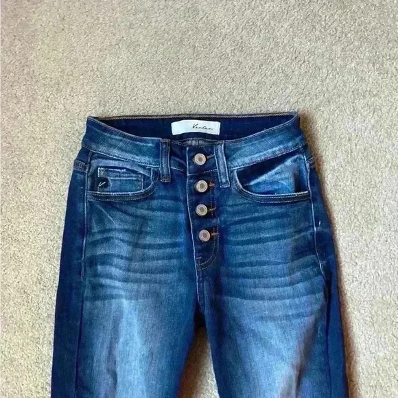 Kancan high rise blue distressed jeans in size 24 - Picture 2 of 9